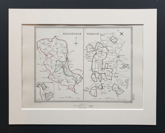 Bridgnorth and Wenlock - Original 1835 maps in mount