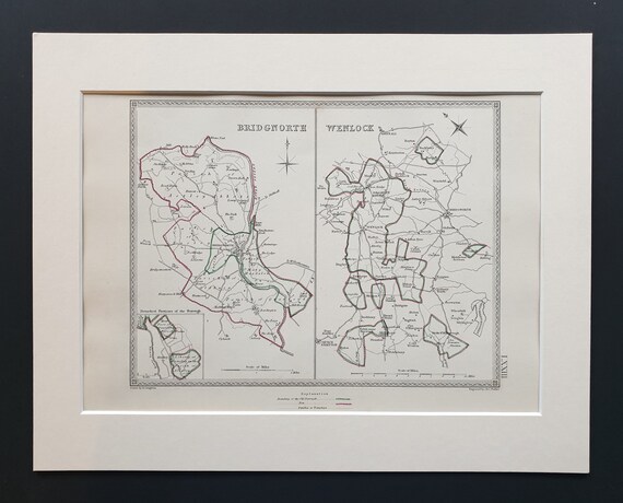 Bridgnorth and Wenlock - Original 1835 maps in mount