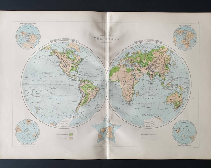 Original 1903 map - The World Hemispheres