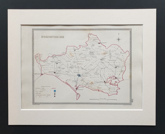 Dorsetshire (Dorset) - Original 1835 map in mount