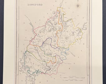 Longford - Original 1850 Hand Coloured Map