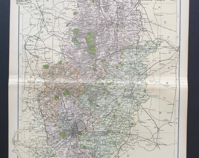 Original 1901 Large Antique County map - Nottinghamshire