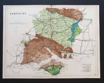 Hampshire - Original 1904 Antique County Geology map