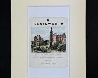 Kenilworth - Original Vintage Counties of England Card in Mount