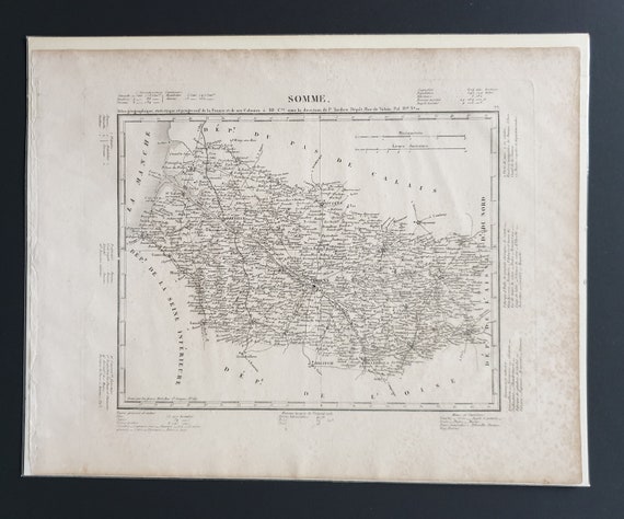 Original 1854 French department map - Somme