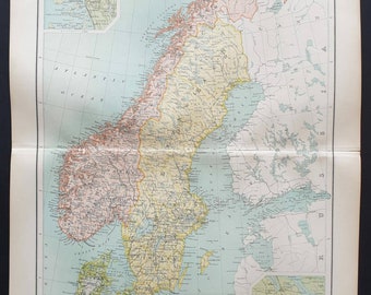Sweden and Norway - Original 1899 map