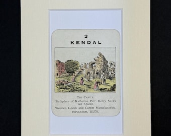 Kendal - Original Vintage Counties of England Card in Mount