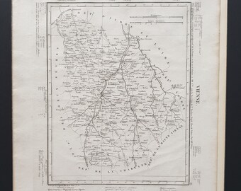 Vienne - Original 1854 French department map