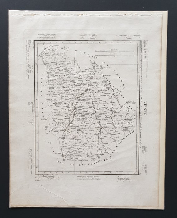 Original 1854 French department map - Vienne