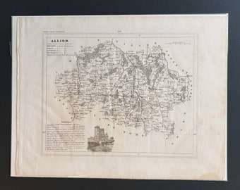 Allier - Original 1841 French department map