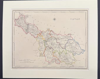 Cavan - Original 1850 Hand Coloured Map