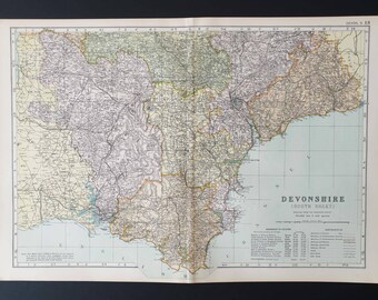 Devonshire South - Original 1901 Large Antique County map