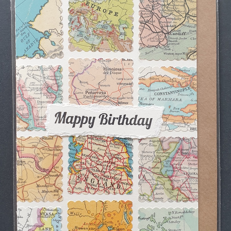 Birthday Card World Map - Etsy
