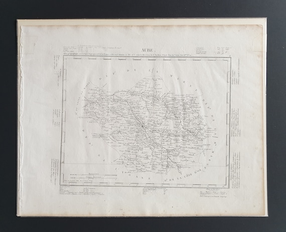 Original 1854 French department map - Aube