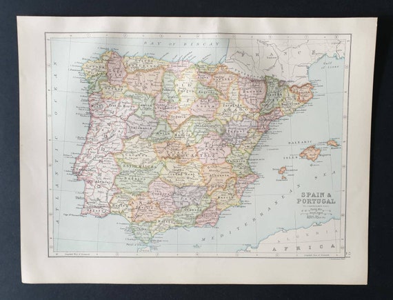 Original 1903 map - Spain and Portugal
