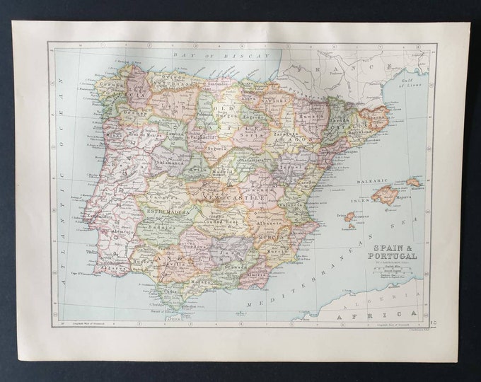 Original 1903 map - Spain and Portugal