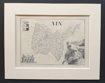 Ain - Original 1865 map in mount