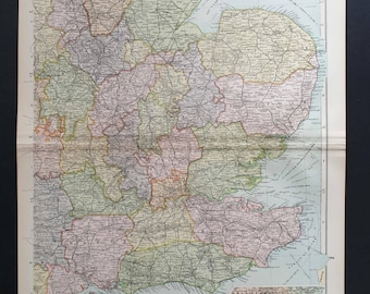 England South East - Original 1900 Large Antique map