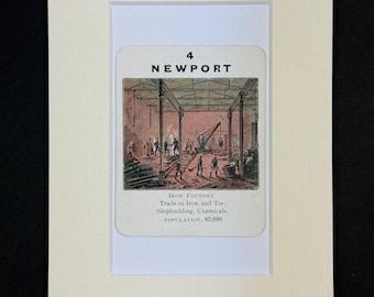 Newport - Original Vintage Counties of England Card in Mount