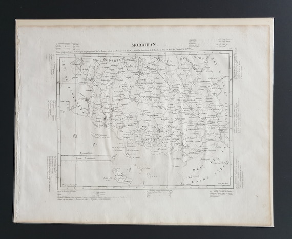 Original 1854 French department map - Morbihan