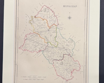 Monaghan - Original 1850 Hand Coloured Map