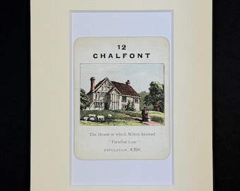 Chalfont - Original Vintage Counties of England Card in Mount
