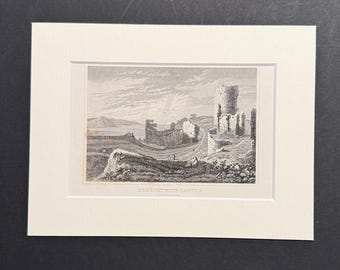 Aberystwith Castle, Cardiganshire - Original 1843 Antique Print