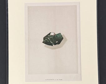 Alexandrite, in the Rough - Original 1892 Antique Precious Stones & Gems Print