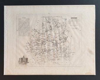 Indre - Original 1841 French department map