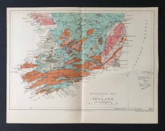South Ireland - Original 1914 Antique County Geology map