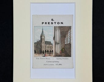Preston - Original Vintage Counties of England Card in Mount