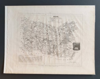Oise - Original 1841 French department map