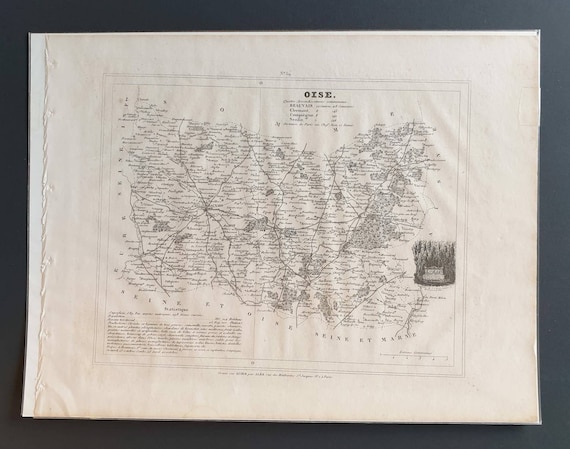 Original 1841 French department map - Oise