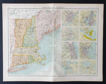 New England States etc - Original 1899 map