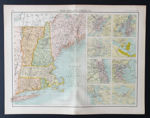 Original 1899 map - New England States etc