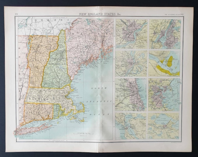 Original 1899 map - New England States etc