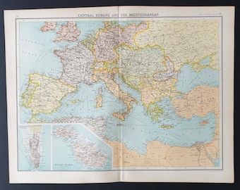 Central Europe and The Mediterranean - Original 1899 map