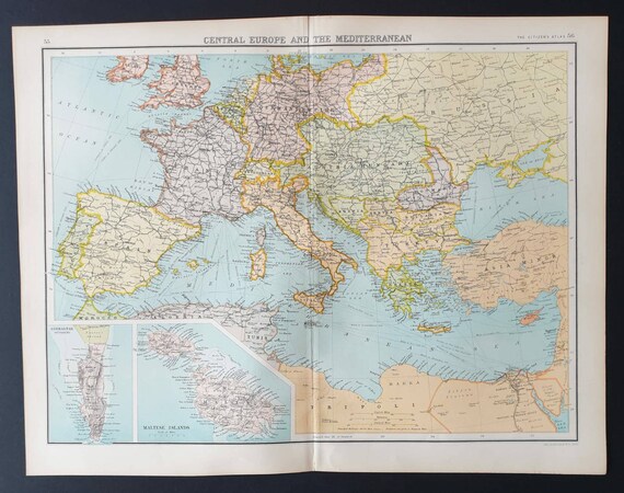 Original 1899 map - Central Europe and The Mediterranean