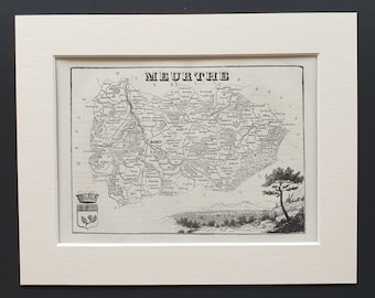 Meurthe - Original 1865 map in mount