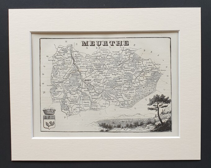 Meurthe - Original 1865 map in mount
