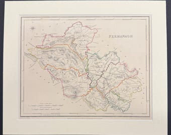 Fermanagh - Original 1850 Hand Coloured Map