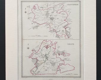 Chippenham and Calne - Original 1835 maps in mount