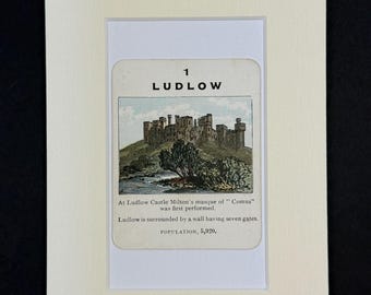 Ludlow - Original Vintage Counties of England Card in Mount