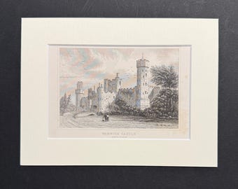 Warwick Castle, Warwickshire - Original 1843 Antique Print