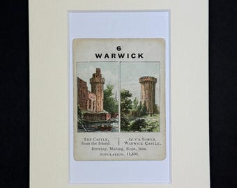 Warwick - Original Vintage Counties of England Card in Mount