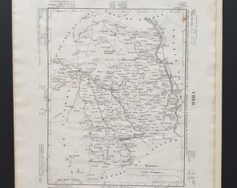 Cher - Original 1854 French department map