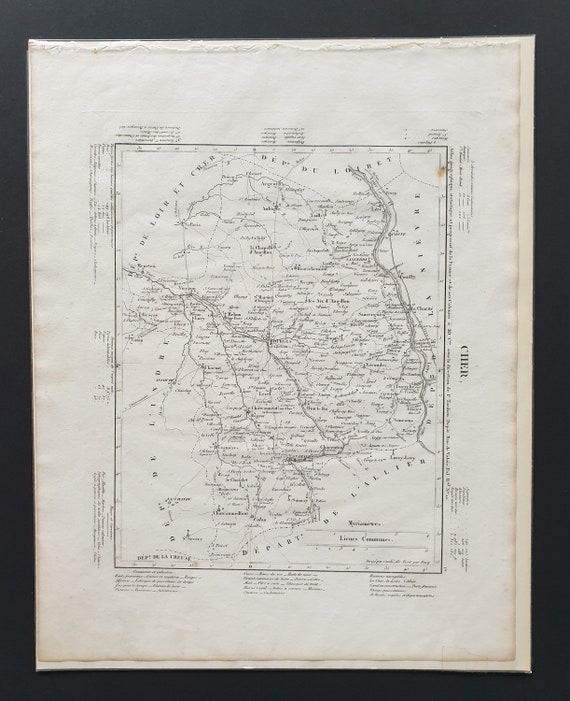 Original 1854 French department map - Cher