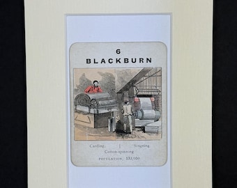 Blackburn - Original Vintage Counties of England Card in Mount