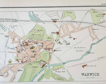 Warwick - Original 1898 Antique Town/City map