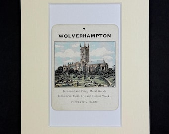 Wolverhampton - Original Vintage Counties of England Card in Mount
